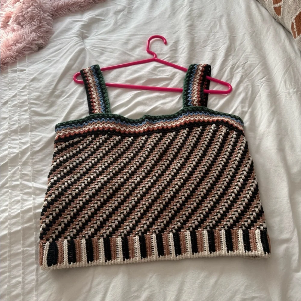 Veronica Beard Womens Livina Knit Cotton Crop Tank Top Brown Medium - Picture 13 of 13